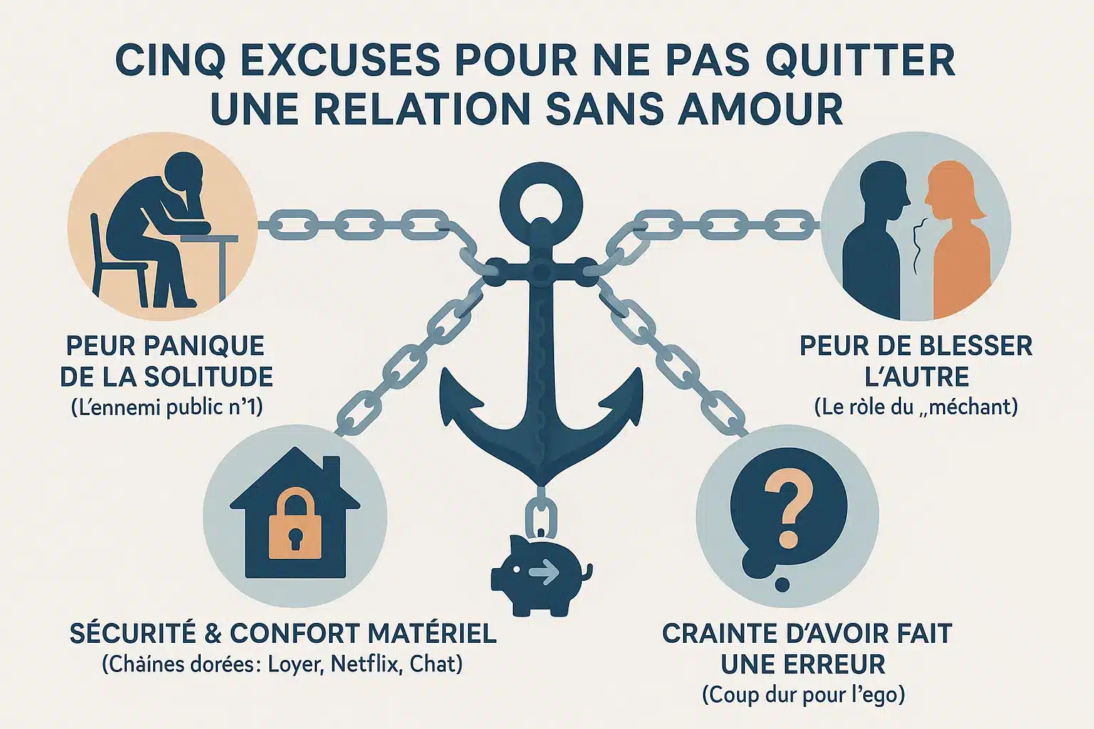 Illustration des excuses pour rester en couple