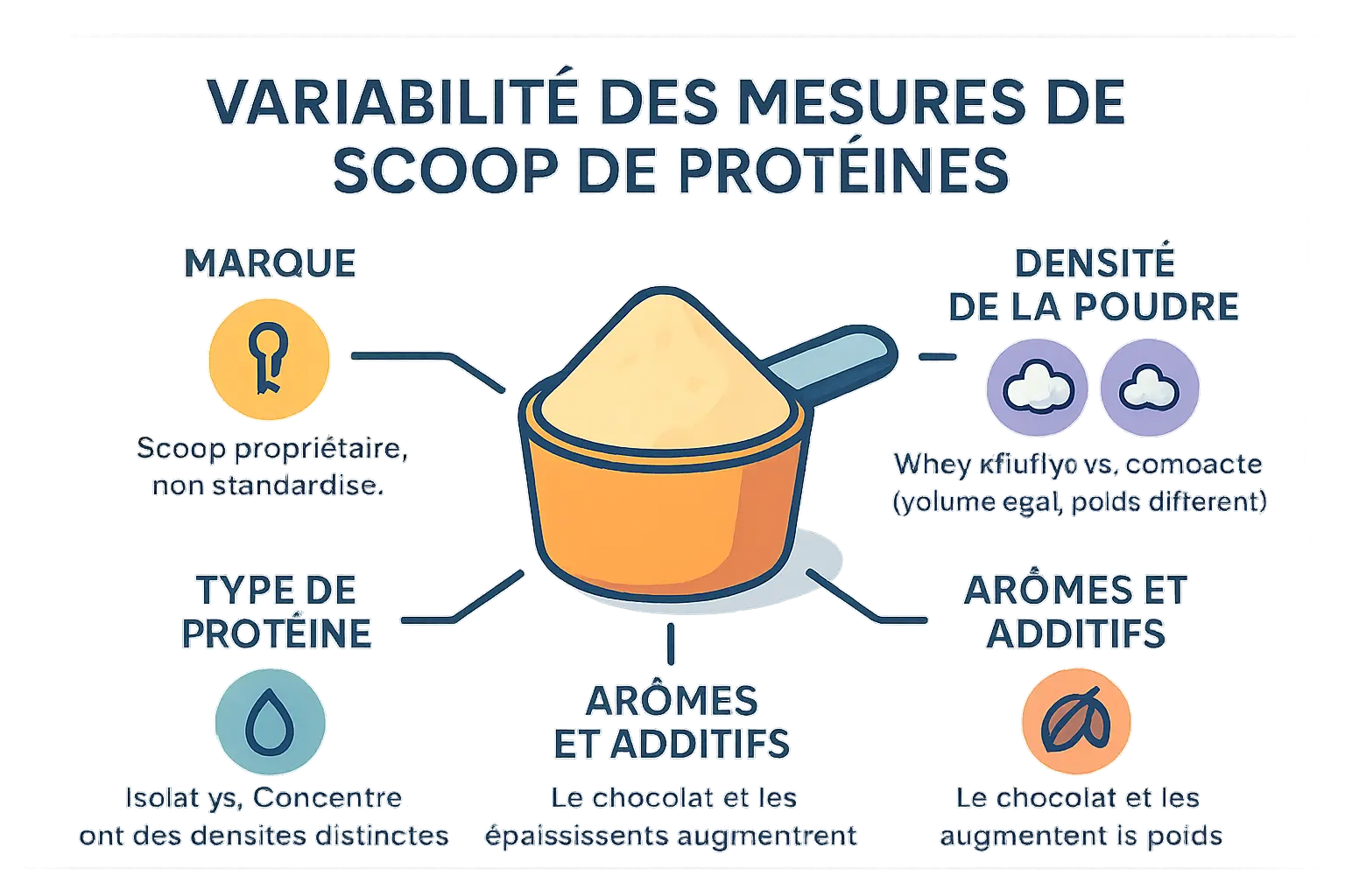 <strong>Comparaison visuelle des différences de densité entre scoops de whey</strong>