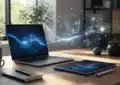 Équipe professionnelle utilisant ChatGPT et intelligence artificielle au bureau