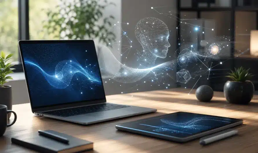 Équipe professionnelle utilisant ChatGPT et intelligence artificielle au bureau
