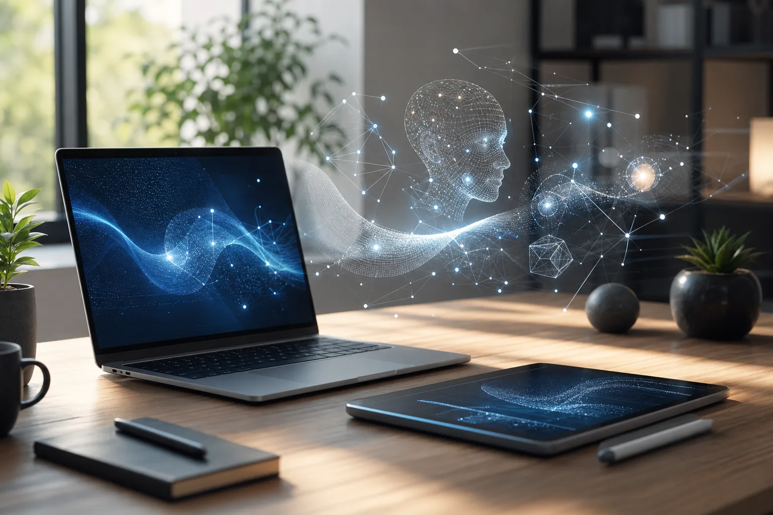 Équipe professionnelle utilisant ChatGPT et intelligence artificielle au bureau