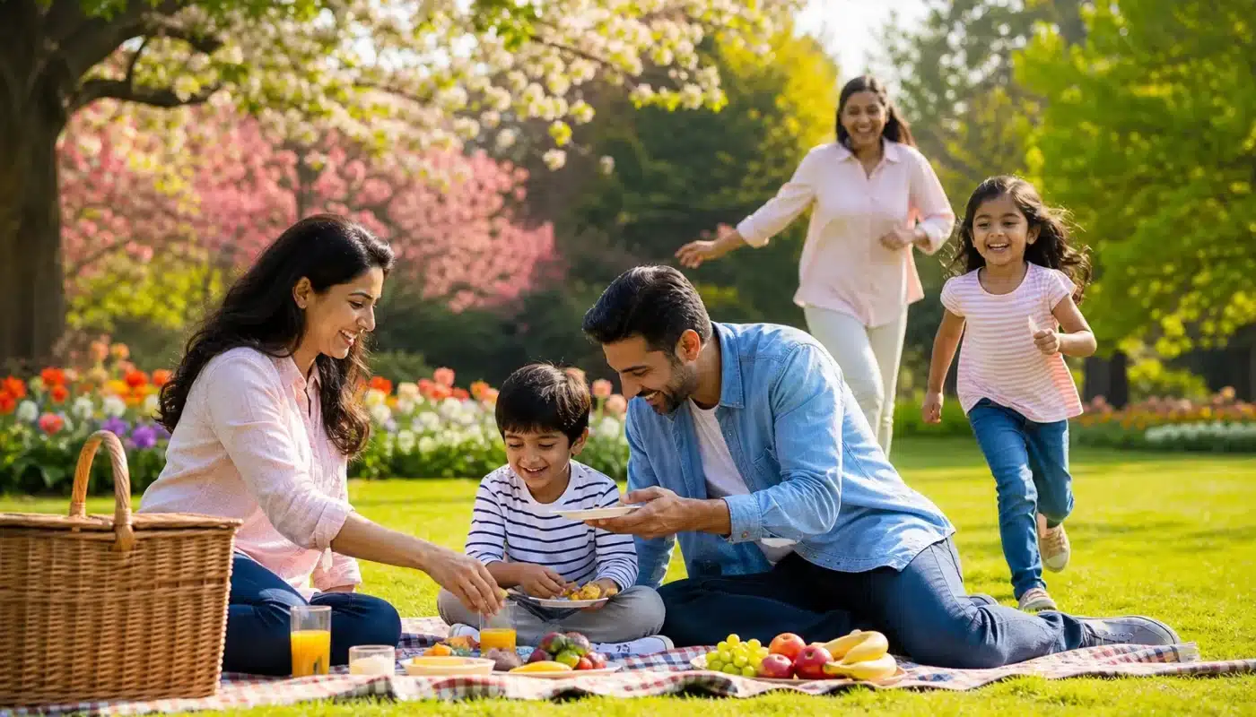 Famille profitant d'activités gratuites en plein air ensemble
