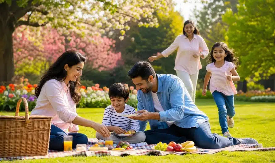 Famille profitant d'activités gratuites en plein air ensemble