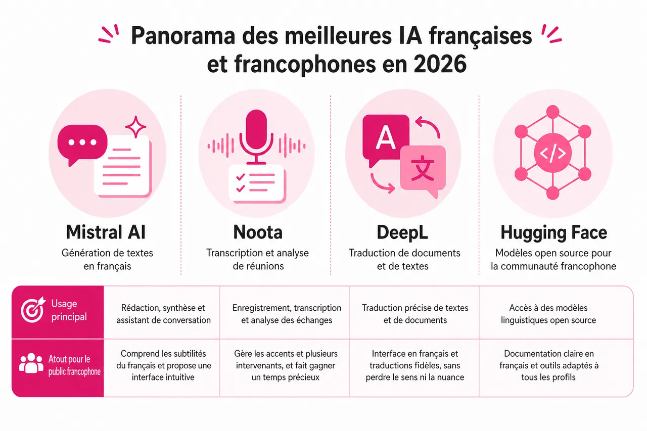 Les outils d’IA en français: comment commencer sans parler anglais en 2026 , Panorama des meilleures IA françaises et francophones en 2026