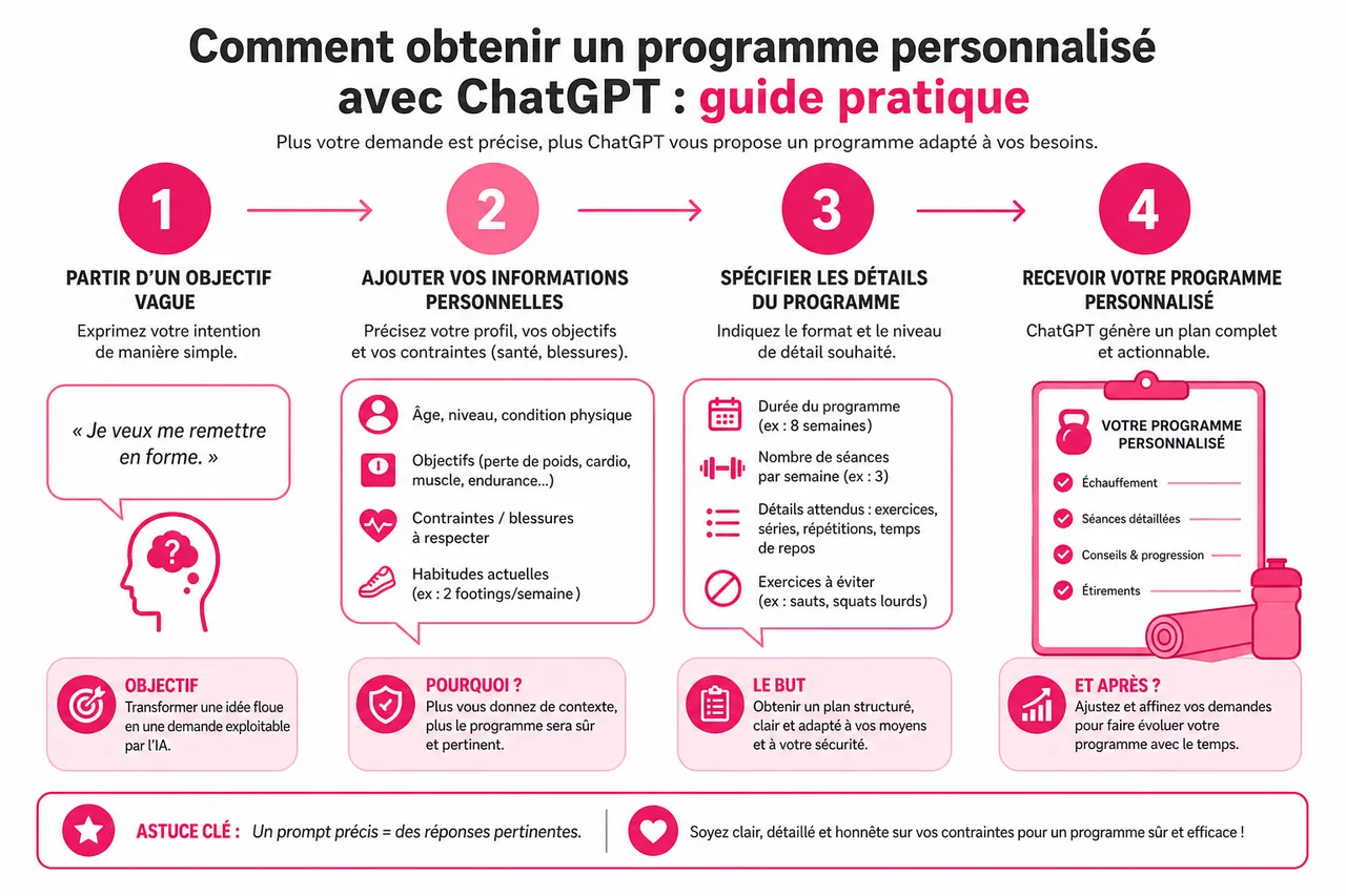 Programme fitness personnalisé: comment ChatGPT peut devenir votre coach sportif , Comment obtenir un programme personnalisé avec ChatGPT: guide pratique