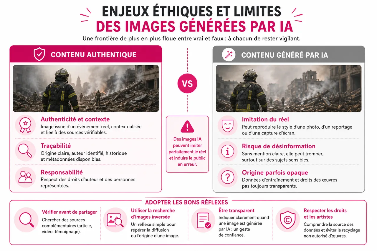 Créer, utiliser et sécuriser les images générées par l’IA: tout ce qu’il faut savoir , Enjeux éthiques et limites des images générées par IA