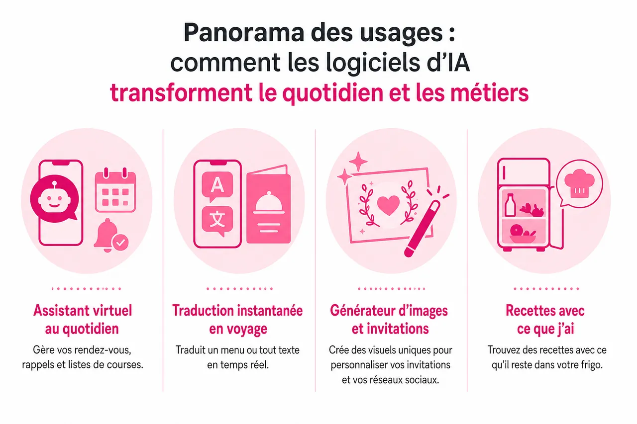 Comment choisir le logiciel d’IA adapté en 2026: critères et tendances , Panorama des usages: comment les logiciels d’IA transforment le quotidien et les métiers