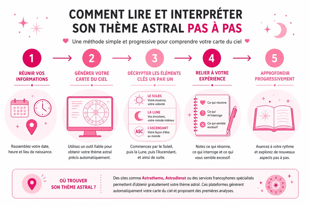 Astrologie pour débutants: comprendre et lire votre thème astral facilement , Comment lire et interpréter son thème astral pas à pas