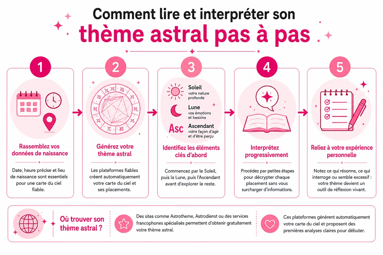 Astrologie pour débutants: comprendre et lire votre thème astral facilement , Comment lire et interpréter son thème astral pas à pas