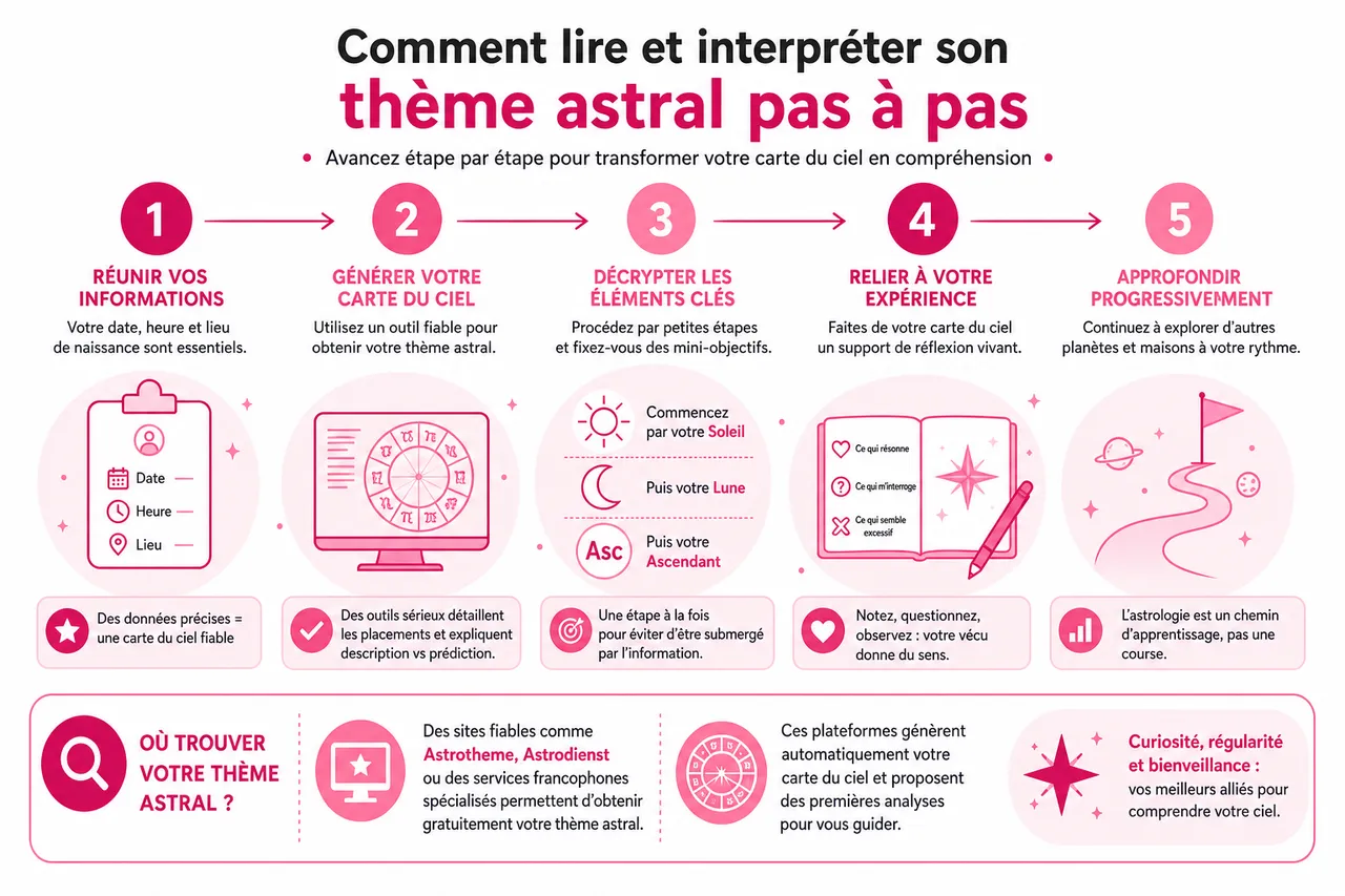 Astrologie pour débutants: comprendre et lire votre thème astral facilement , Comment lire et interpréter son thème astral pas à pas
