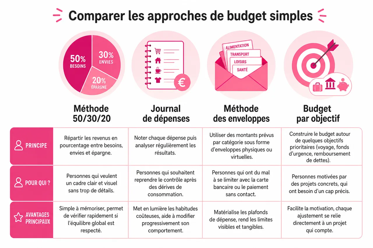 Organiser un budget personnel simple: méthode pour ceux qui détestent les chiffres , Comparer les approches de budget simples