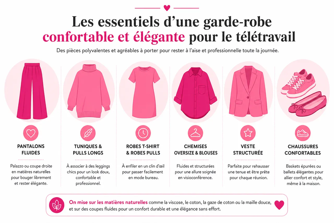 Idées de tenues confortables et élégantes pour le télétravail , Les essentiels d’une garde-robe confortable et élégante pour le télétravail