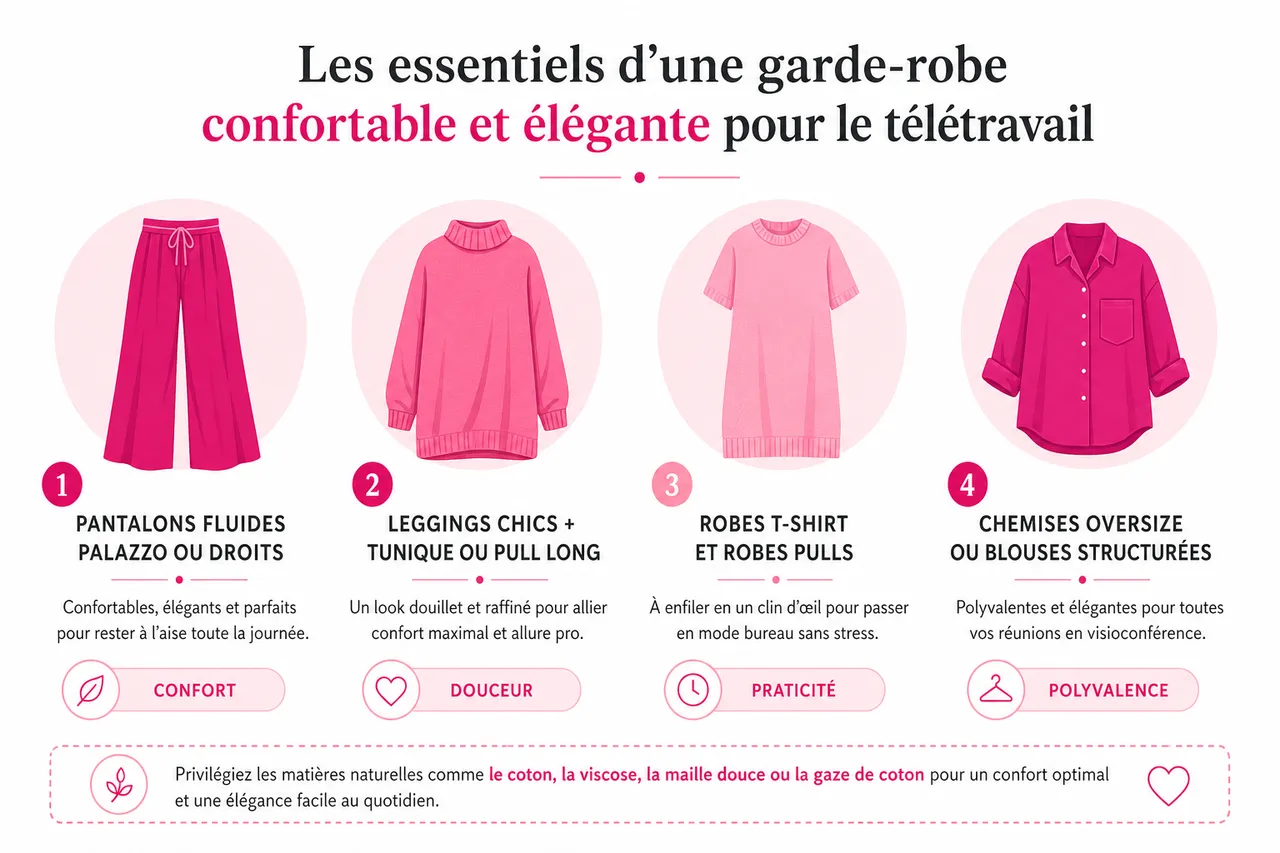 Idées de tenues confortables et élégantes pour le télétravail , Les essentiels d’une garde-robe confortable et élégante pour le télétravail