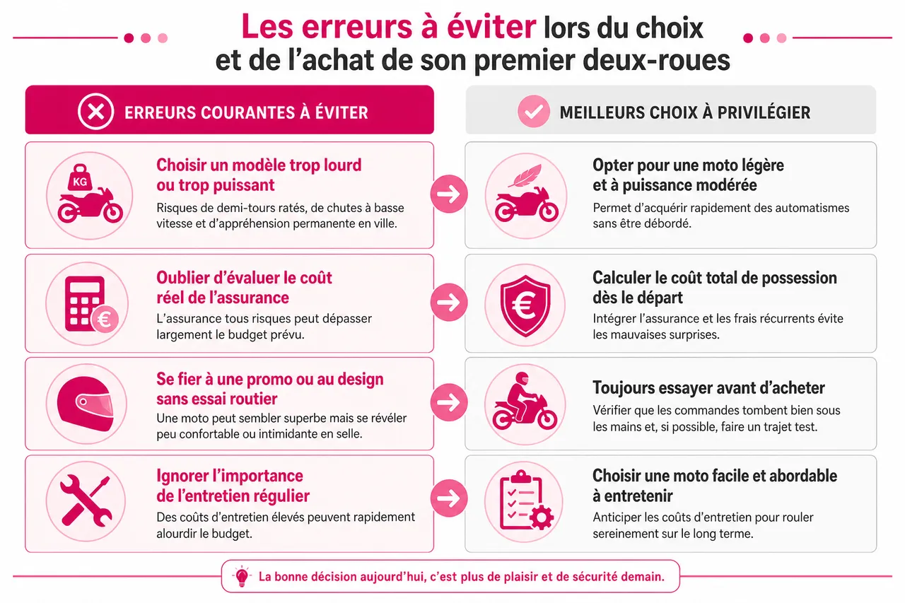 Comment choisir votre premier deux roues après le permis sans erreur? , Les erreurs à éviter lors du choix et de l’achat de son premier deux-roues
